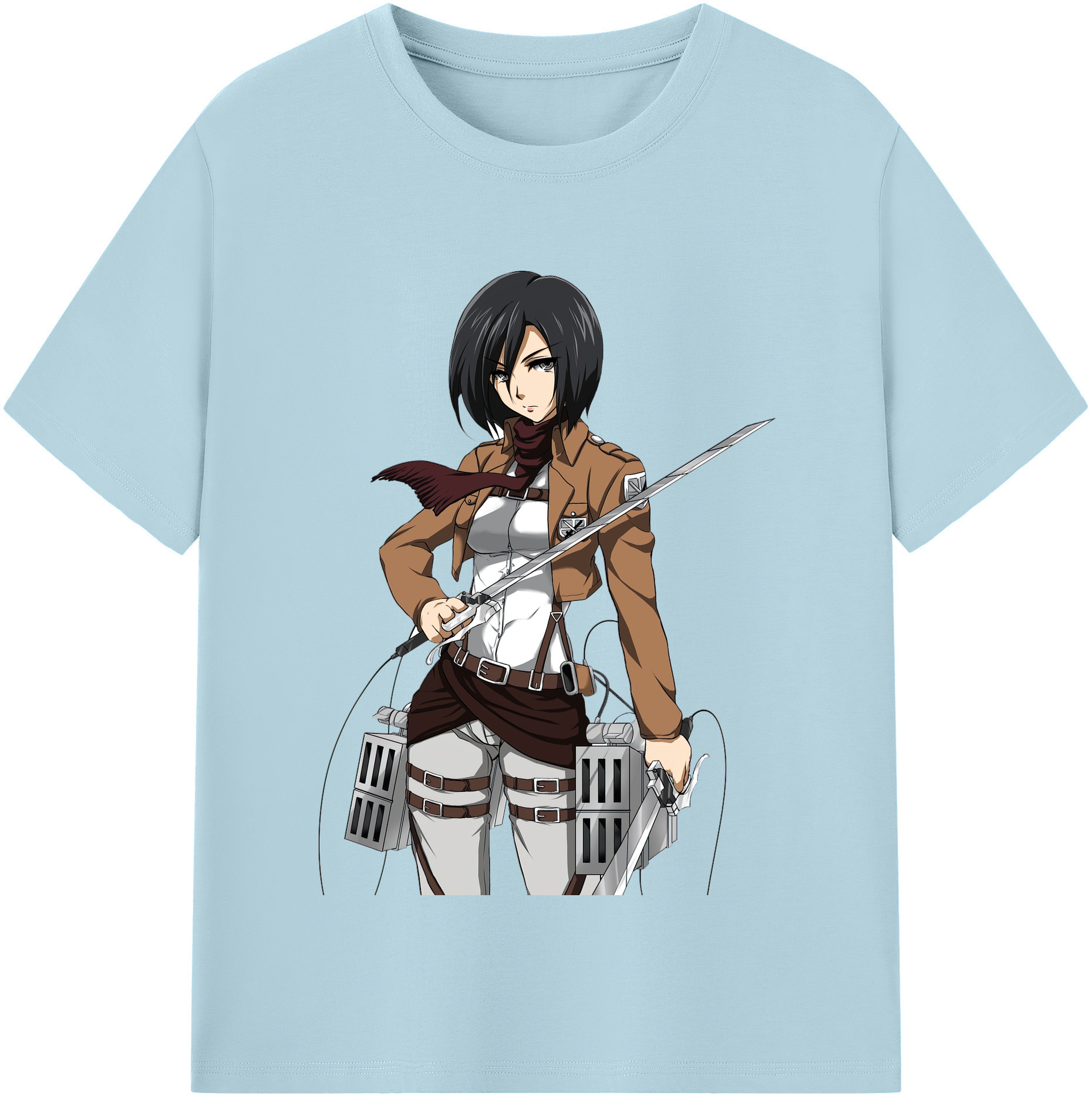 （画像用） 進撃の巨人 ミカサ·アッカーマン Attack on Titan Mikasa Ackerman 綿100％半袖Tシャツ（フロントプリント）